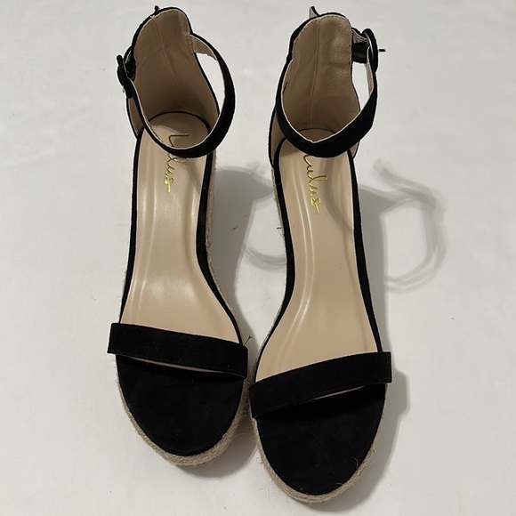Lulus Waynie Black Suede Platform Espadrille Ankle Strap Sandals Size 10 - Picture 6 of 10